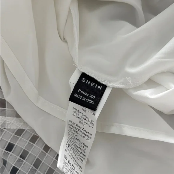 SHEIN One-Shoulder White Checkered Dress Sz XS - Picture 2 of 7